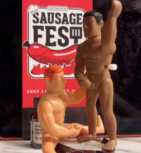 Wind up toy bators enjoying Sausage Fest